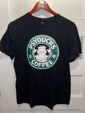 Soft Style Black Psyducks Coffee Graphic Tee